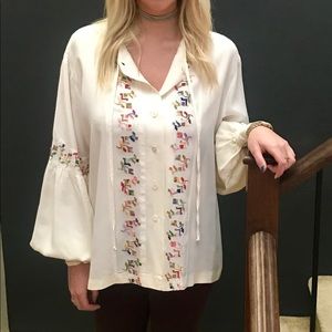 Tied up embroidered blouse